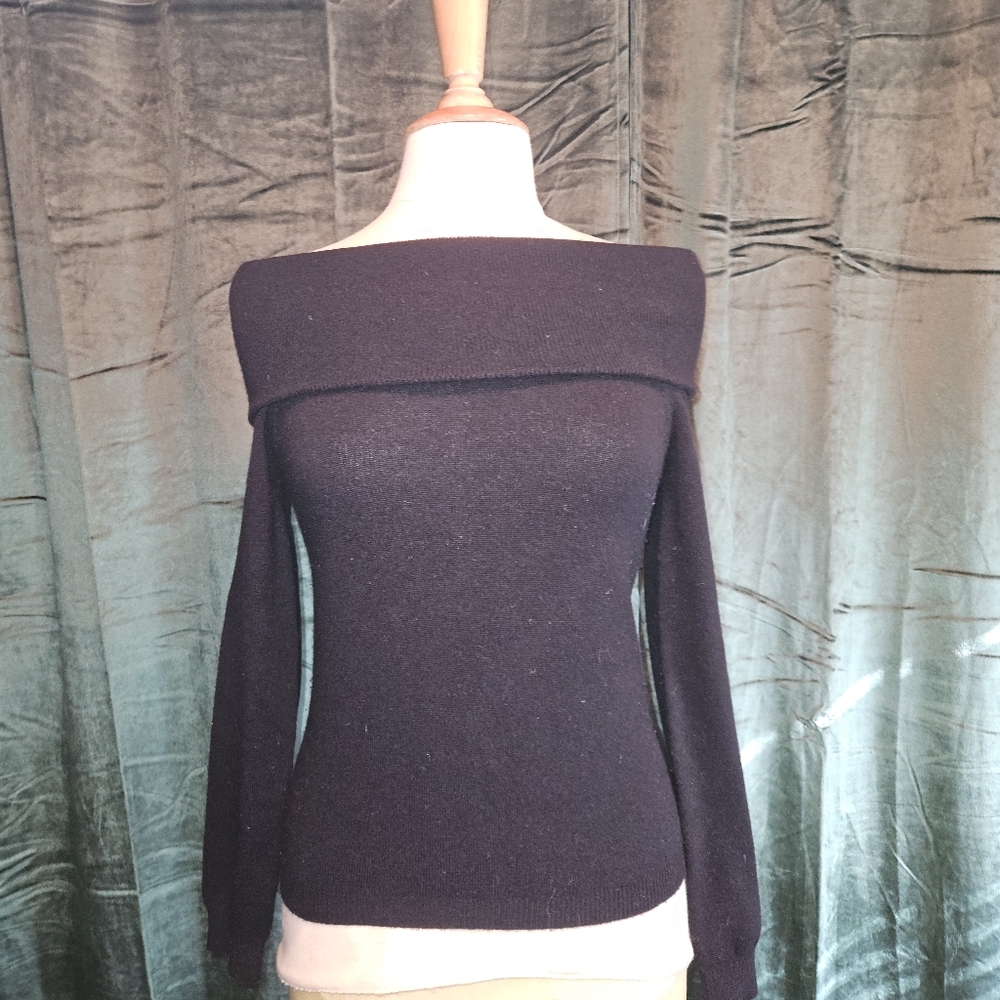 Saks Fifth Avenue Black Off-the-Shoulder Sweater